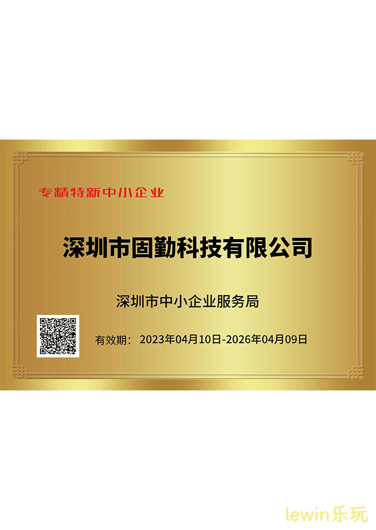 lewin乐玩专精特新证书